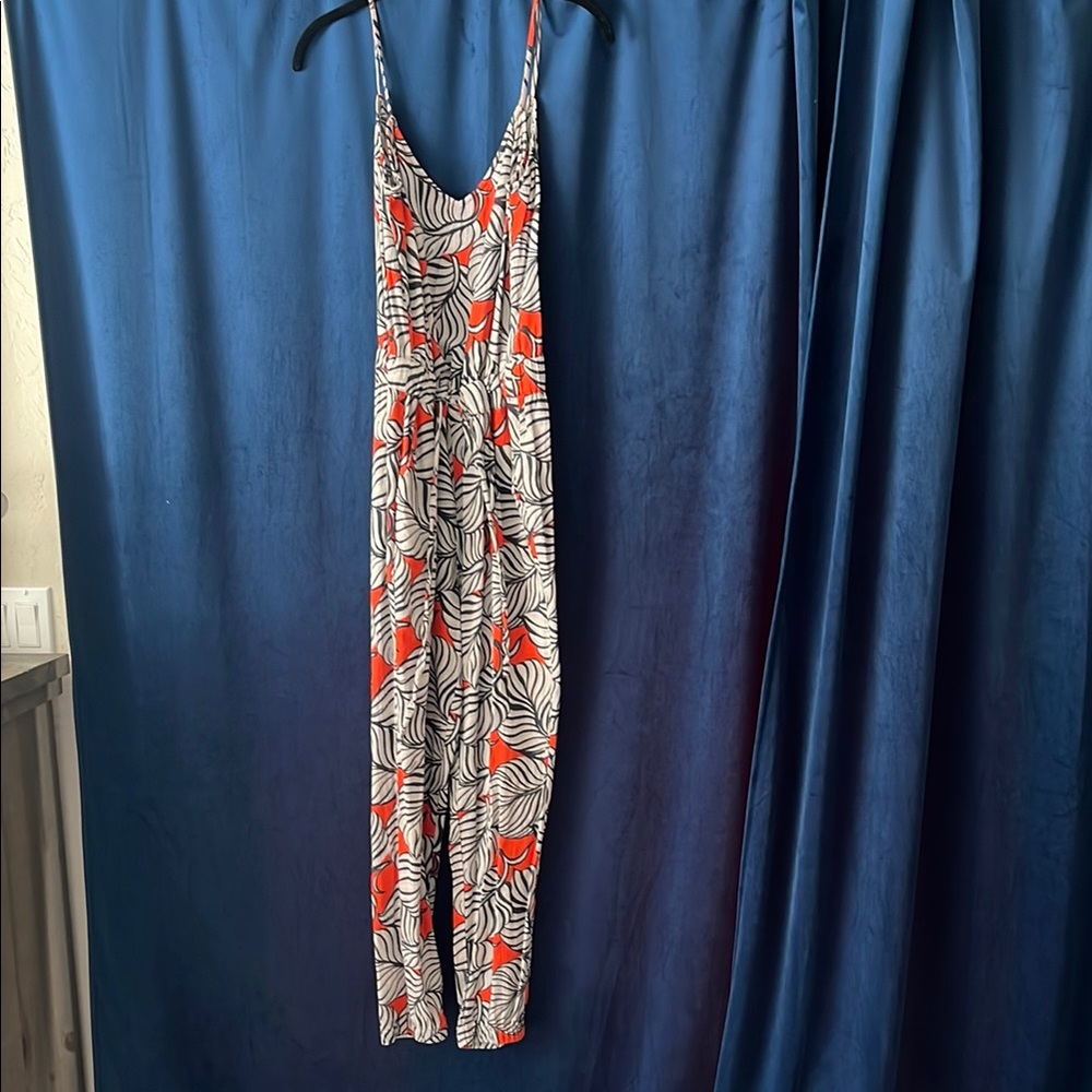 Madewell Red and White Patterned Jumpsuit